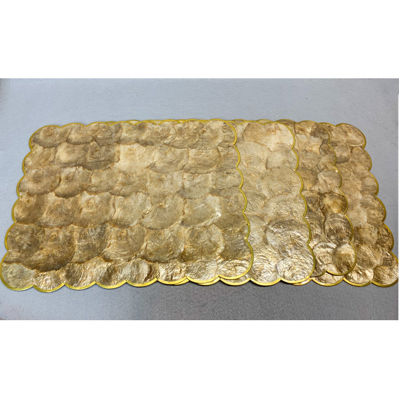 Capiz Shells No Pattern Square Placemat, Amber