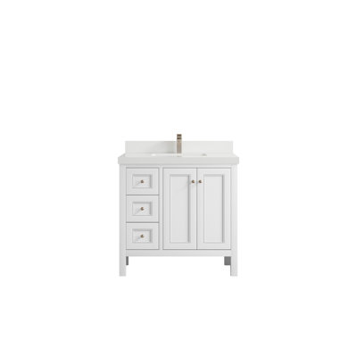 Nashville 36 In. W X 22 In. D Center Sink Bathroom Vanity In Alabaster With 2 In.