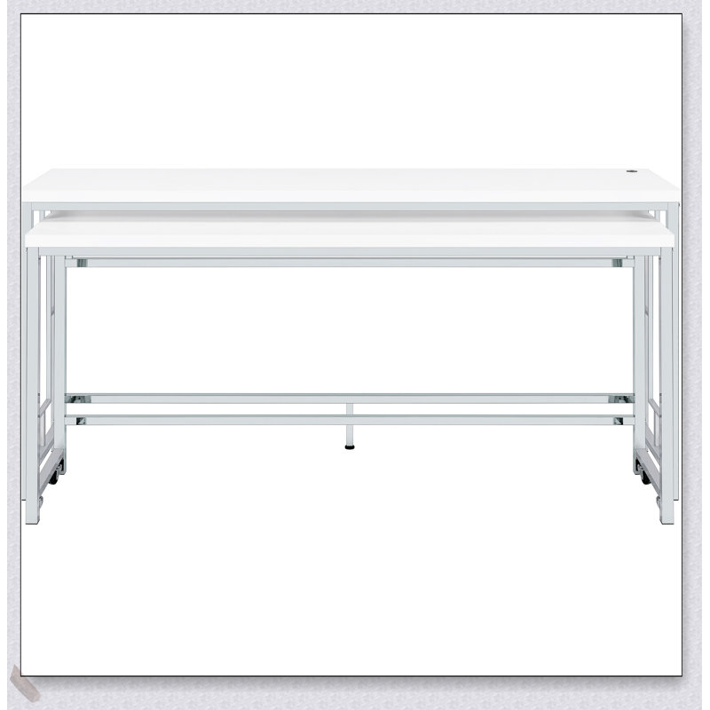 Ensemble de salle à manger à hauteur de comptoir 4 pièces Laguna blanc avec support à casseroles intégré, parfait pour les espaces compacts et les cuisines modernes.