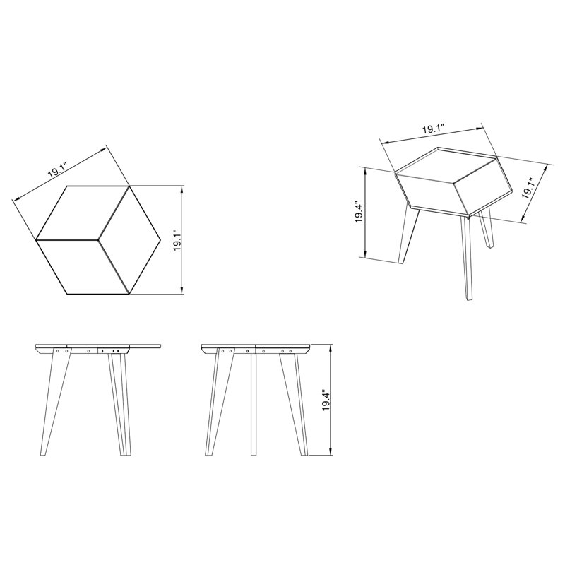 Eteuati Steel Tray Top End Table, Black