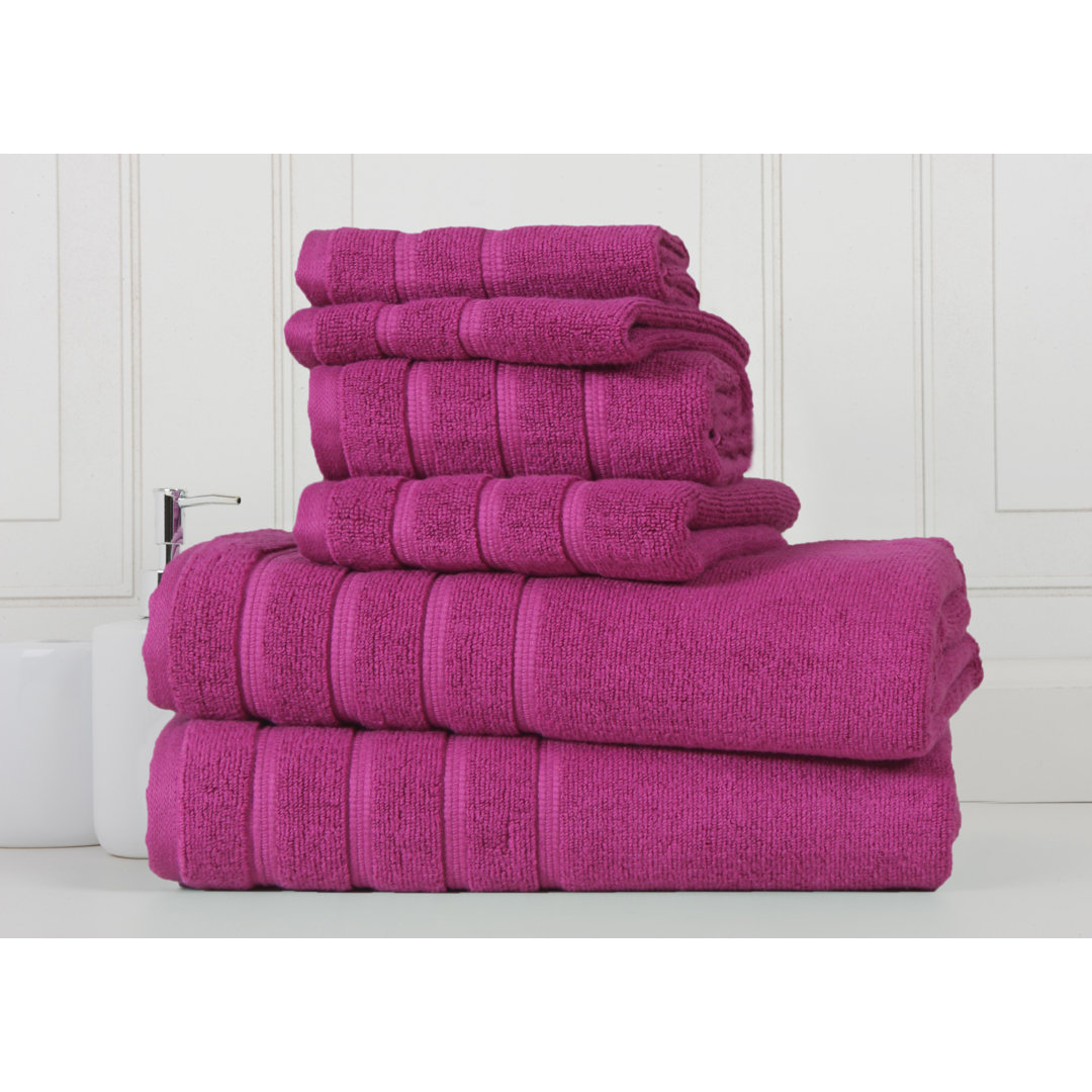 6 Piece Zero Twist Standard Cotton Towel Set Bibb Home 