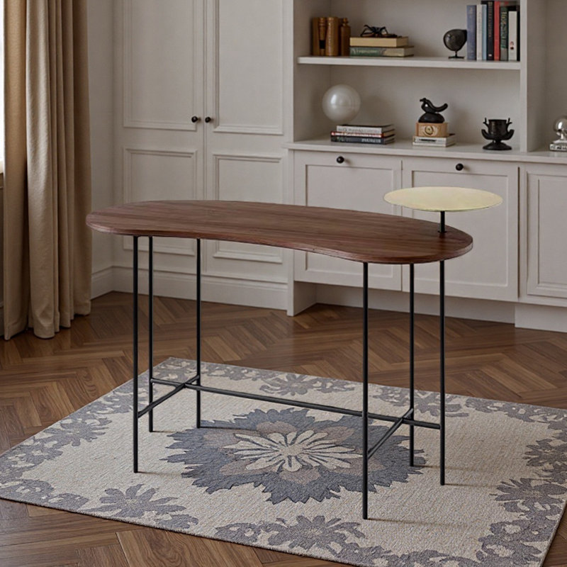 Bureau d'écriture simple et créatif, Brun foncé/or, H 29,52 po x l 39,37 po x P 17,71 po