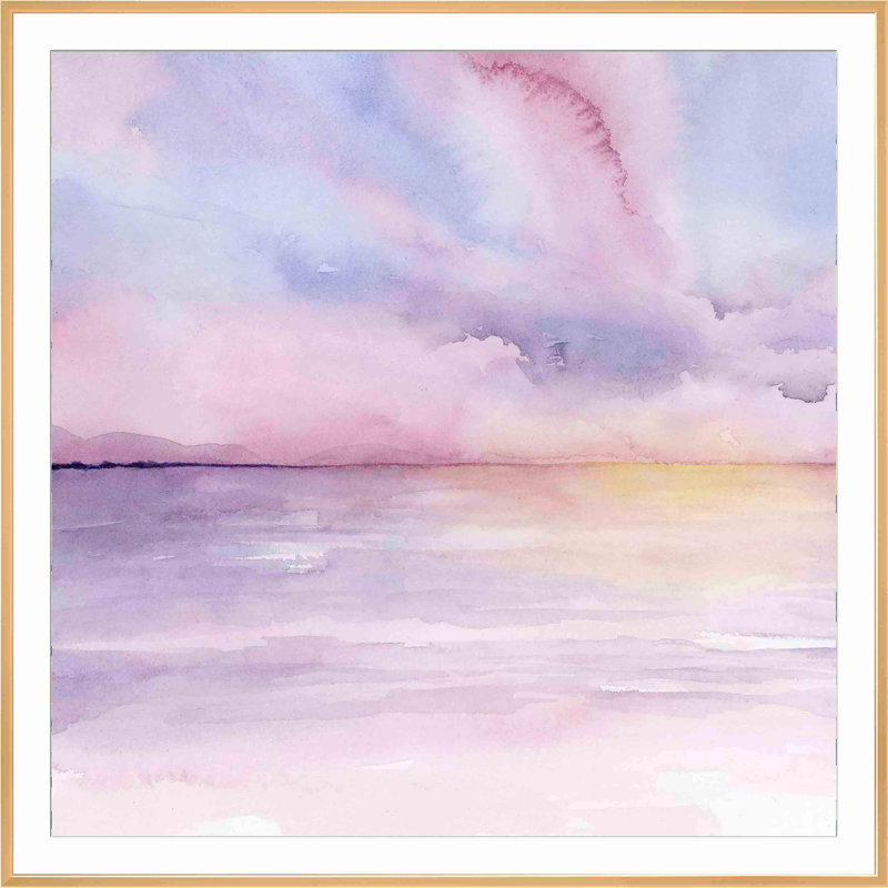 «Pale Sunset I» par Grace Popp - peinture encadrée, H 40,09 po x l 40,09 po x P 1,1 po, Or antique