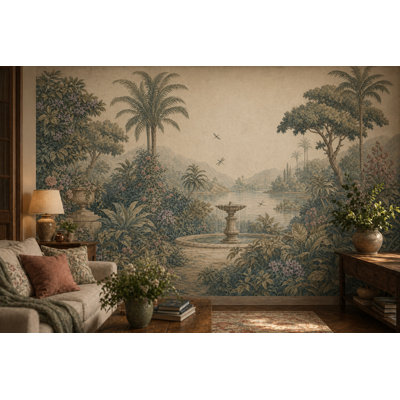 Murale de palmiers tropicaux vert discret