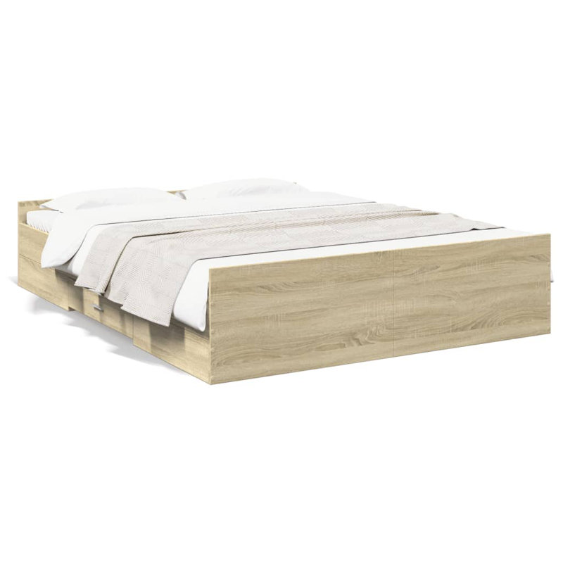 Peltz Bed, Sonoma Oak, European Kingsize (160 x 200cm)