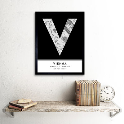 Vienna City Map Vienna Austria City Map Black And White - Single Picture Frame Typography