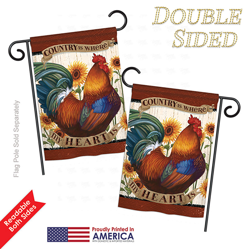 Country My Heart Patriotic Farm Animals Polyester Garden Flag