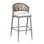 Ensemble de 2 tabourets de bar d'extérieur à structure en métal à hauteur d'assise 30,25 "avec dossier en PE en rotin