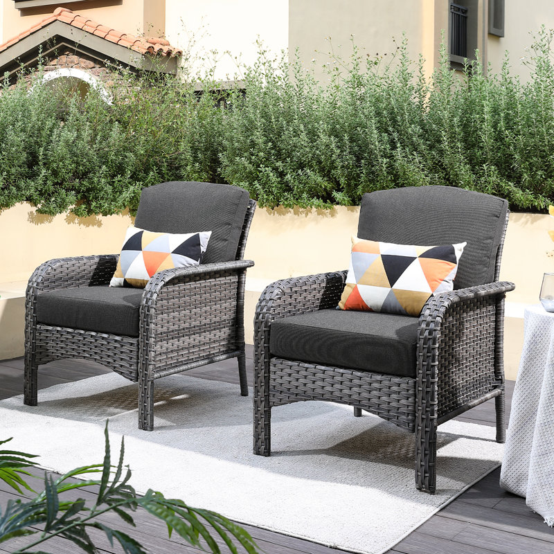 Chaise de patio avec coussins Gretna, Noir, gris