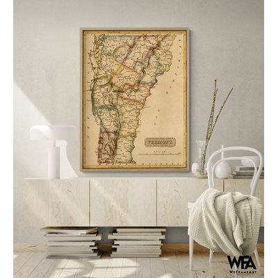 Vermont 1817 par cartes anciennes, décor historique de maison des États-Unis, affiche de l'histoire des États-Unis, vieille carte du Vermont, décoration murale Vermont, bibliothèque scolaire
