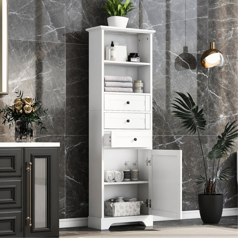 3 armoires de rangement blanches avec tablettes réglables pour un décor de style industriel