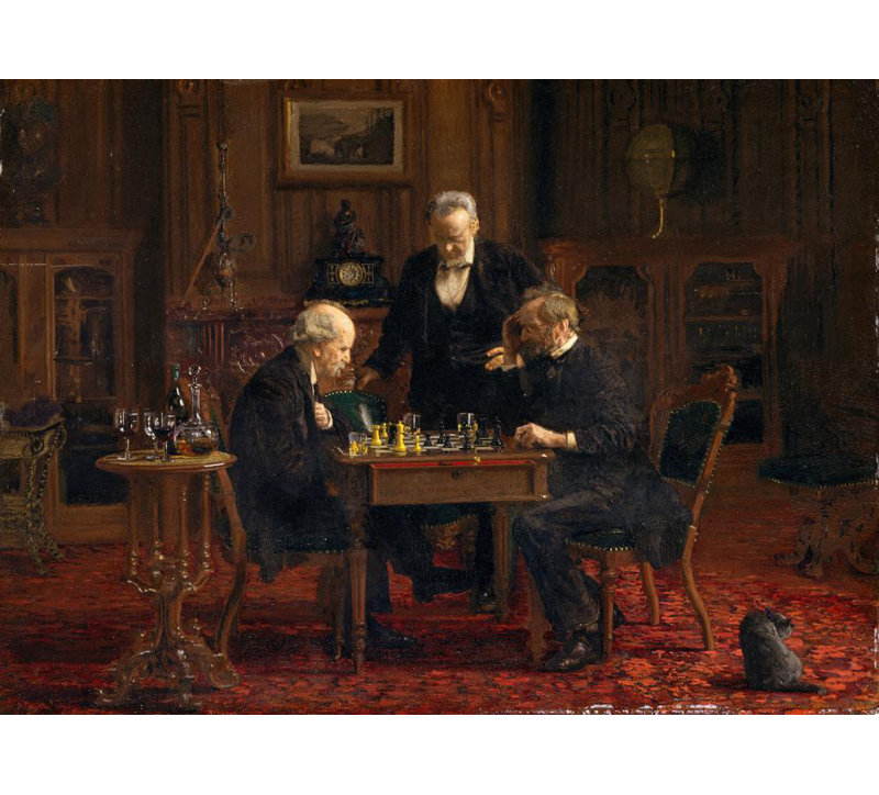"Les joueurs d'échecs" par Thomas Eakins - Art mural sur toile tendue avec châssis, H 48 po x l 33 po