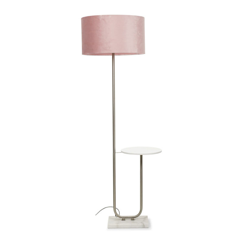 Replogle Matte Tray Table Floor Lamp Set, Yes, Pink, Chrome