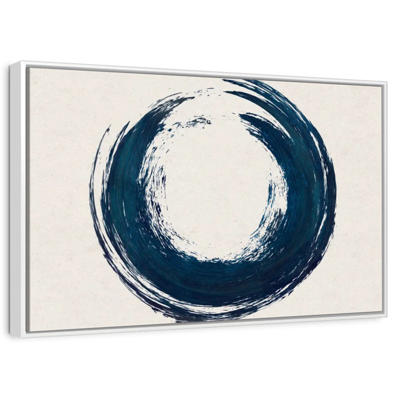 Cercle abstrait, Cadre flottant blanc, 37 po x 25 po