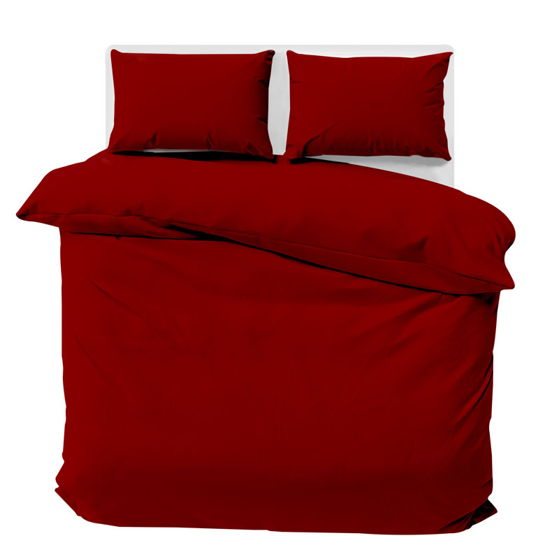 Cathyjo Super Soft Microfibre Reversible 200 TC Plain Duvet Cover Set with Cases, Red