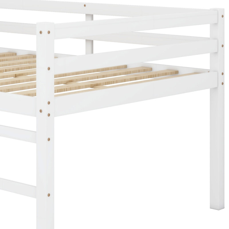 Lit mezzanine en bois avec échelle, Blanc
