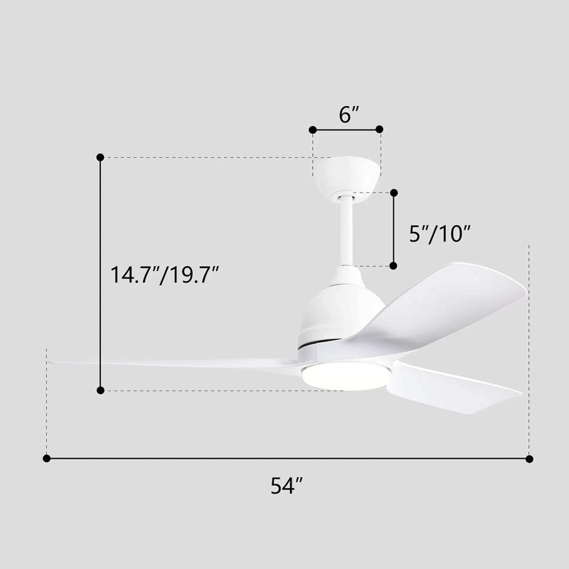 Ventilateur de plafond de 52 pouces à profil bas avec télécommande et lumières, moteur à courant continu silencieux pour le salon de patio