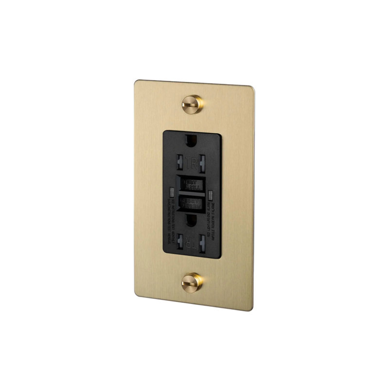 1G Duplex GFCI Outlet / Without Logo, Brass