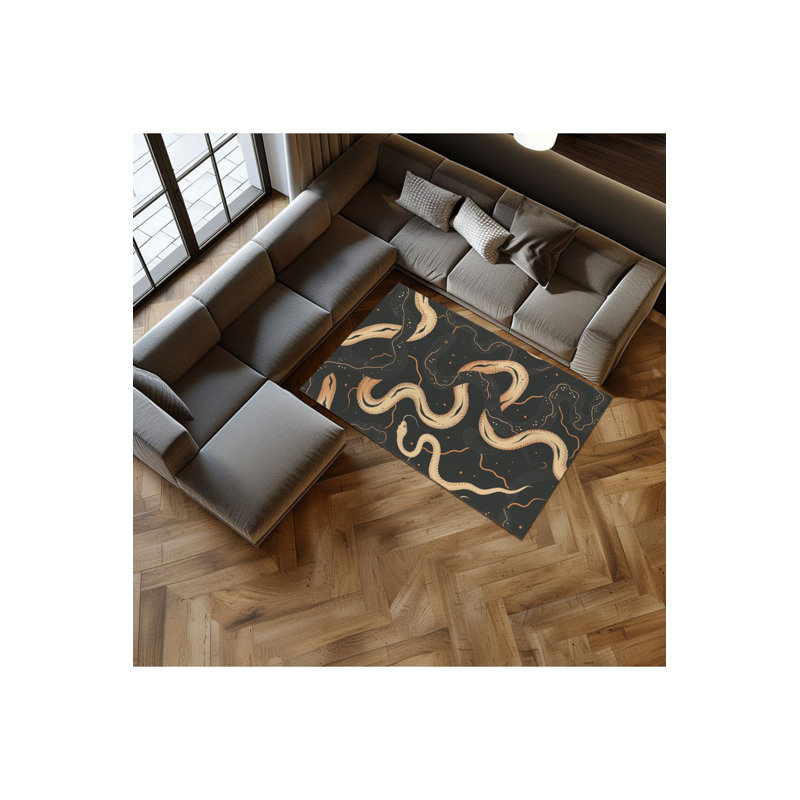 Tapis lavable à motifs Worm, Sous-tapis carré 3 pi 3 po inclus