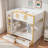 Bunk Bed With House-shaped Guardrails, Storage Shelves And Drawers-1304767763