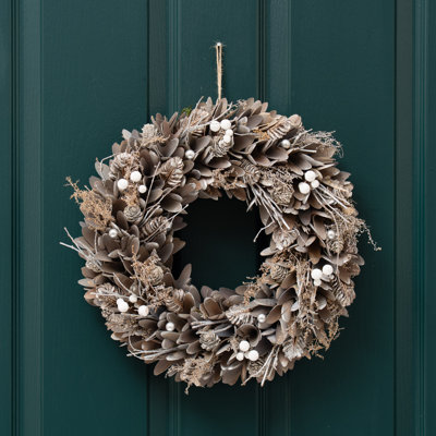 38cm Grey Wood Shave Wreath