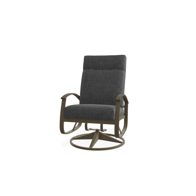 Chaise berçante pivotante réglable avec coussins Askar, Tissage uni ardoise coulée Sunbrella®, Bois de plage P40