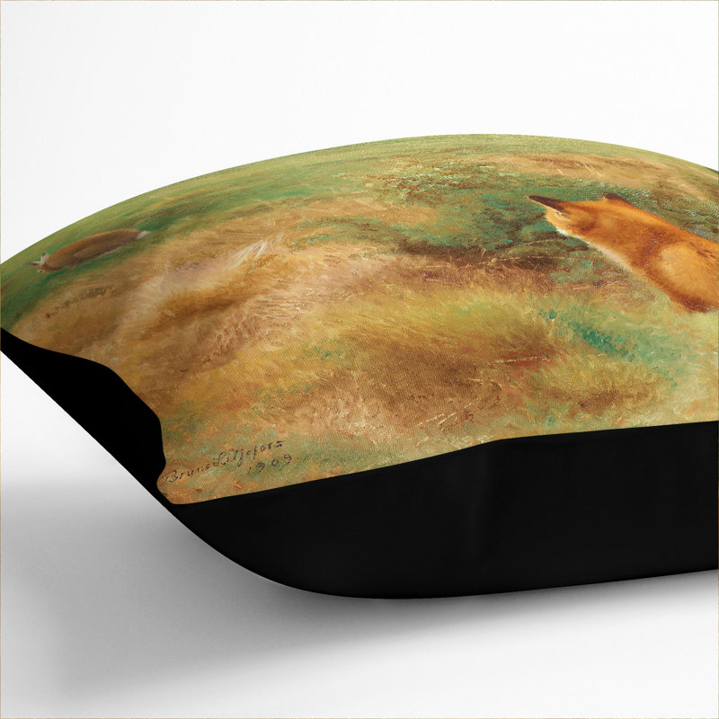 Fox Stalking a Brown Hare Scatter Cushion, 40cm H x 40cm W x 15cm D, Black