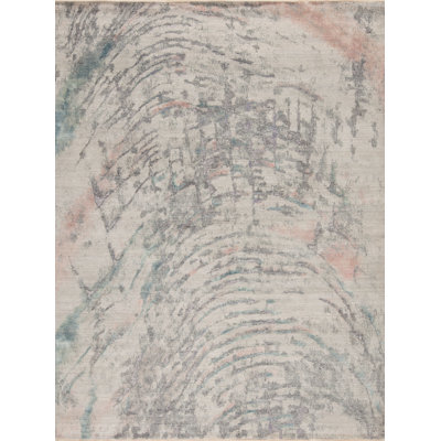 Avant-Garde Hand Knotted Area Rug in Gray