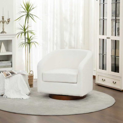 Fauteuil demi-tonneau pivotant rembourré, fauteuil d'appoint en tissu pour le salon, chambre à coucher
