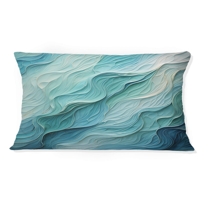 Coussin décoratif bleu turquoise et blanc Serenity Swirl I