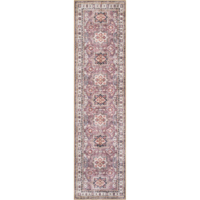 Tapis de couloir aucun Huguenot rose antique