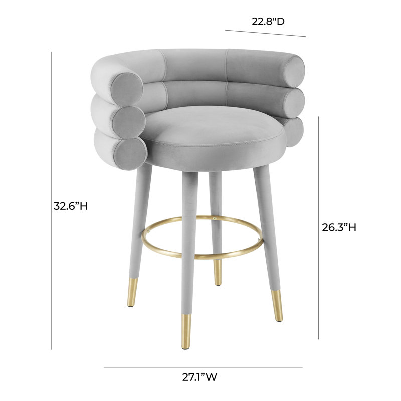 Upholstered Counter Stool, 66.8cm, Grey