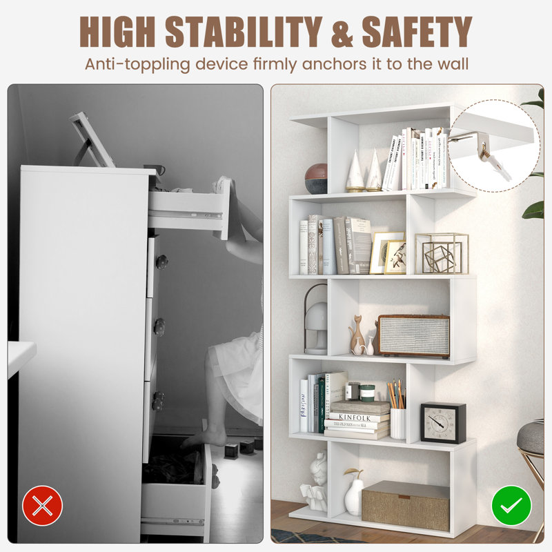 Rufio Geometric Bookcase, White