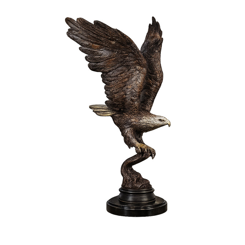 Aigle avec poisson sur base en marbre