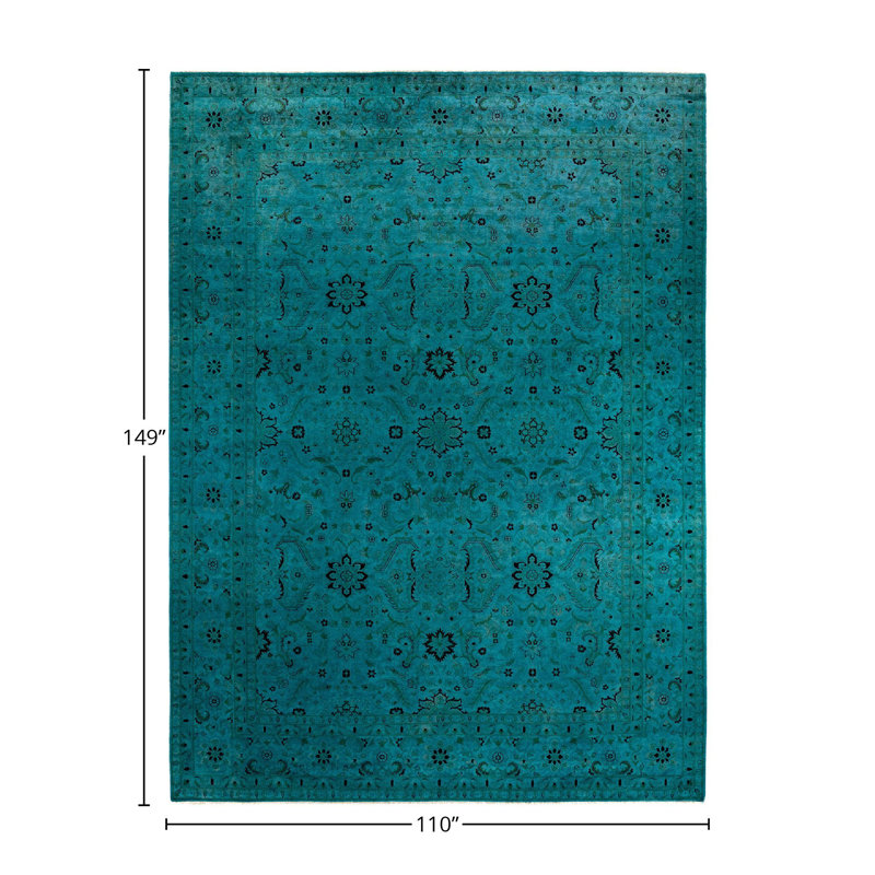 Arch One-of-a-Kind Rectangle 9' 2" X 12' 5" New Age Wool Area Rug Blue