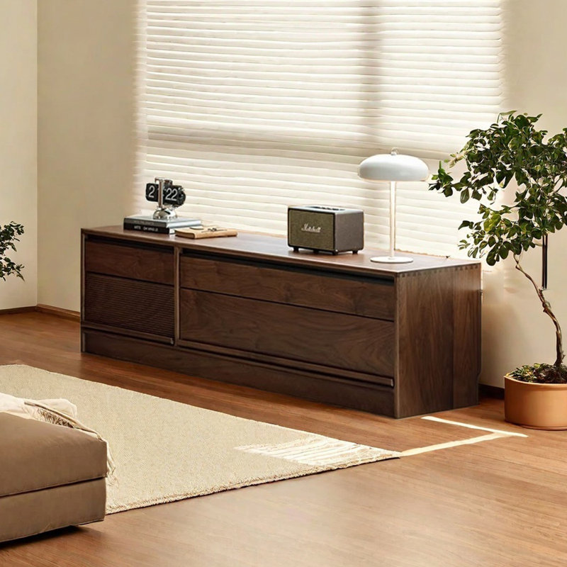 Meuble télé en bois de noyer noir, 70.86"