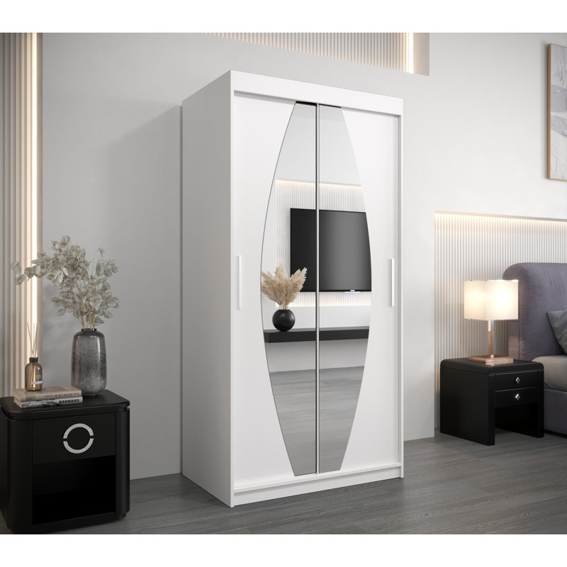 Broumov 2 Door Manufactured Wood Wardrobe, White Matte
