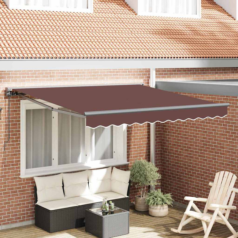 Brayden Studio Retractable Door / Window Awning, Brown/Anthracite, 350 cm W x 250 cm D