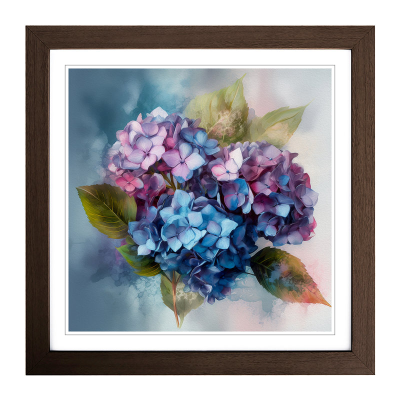Hydrangea Floral No.1 - Framed Print, Walnut