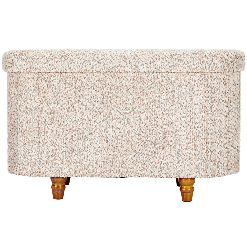 Diwansi Boucle Storage Ottoman Bench with Hinged Lid, Light Brown Upholstered Bedroom Bench, 30-Inch