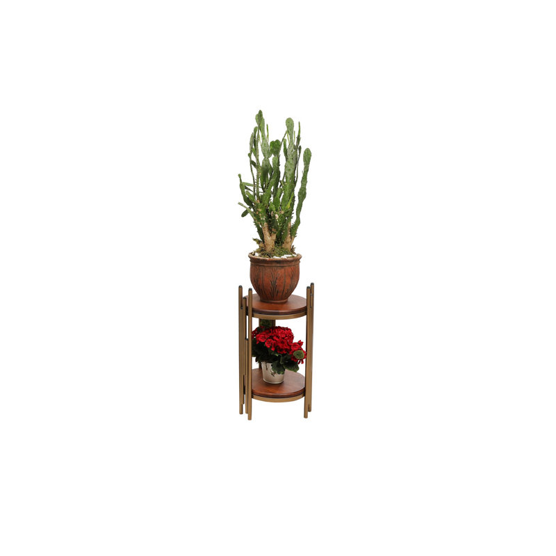Thurlos Solid Wood 3 Legs End Table with Storage, Gold