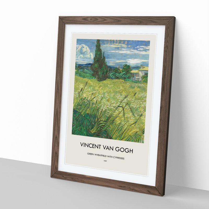Green Field by Vincent Van Gogh - Single Picture Frame Print, Walnut Framed, 65cm H x 48cm W x 2cm D