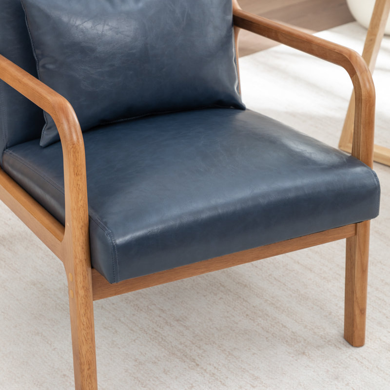 Fauteuil avec revêtement en bois et cuir, Marine
