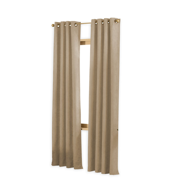 Curtainworks Boehme Solid Room Darkening Grommet Single Curtain Panel, Sand, 50" W x 132" L