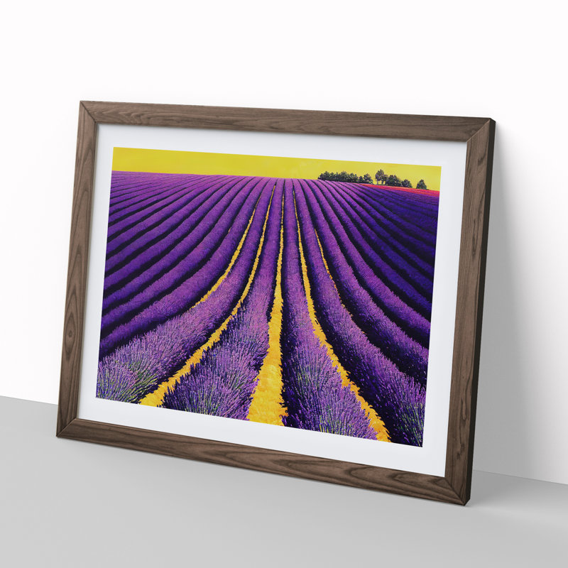 Flawless Lavender Flower Field 1 Piece Single Picture Frame Wall Art, 34cm H x 46cm W x 2cm D, Walnut