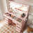 Greyden 11-Drawer Glass Top Vanity Set with Built-In Outlets-1522690303