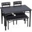 Ensemble de table de salle à manger 4 personnes - Table rectangulaire en bois avec structure en acier, 2 chaises et banc rembourrés, style rétro industriel, peu encombrant pour les petits espaces, noir-112557549-112557551-112557546