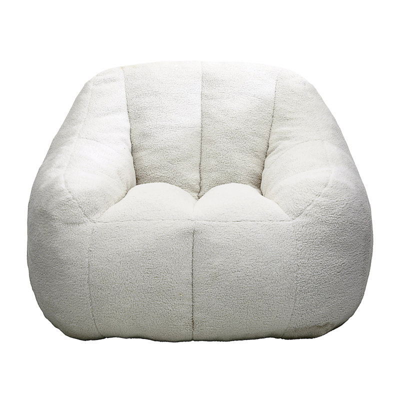 Bean Bag Chair With Filler, White Teddy