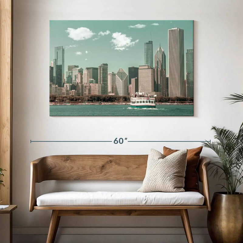 Style rétro Sirci Chicago Skyline, H 32 po x l 48 po