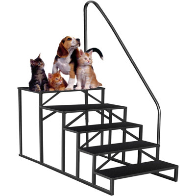 Heavy Duty 2/3/4/5-Step RV Steps with Dual Handrails, Anti-Slip Diamond Plate, Sturdy Portable Steps for Camper, Trailer, Hot Tub, Pool & Porch